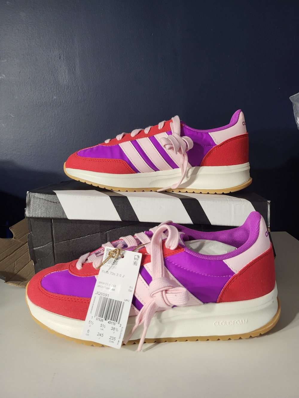 Adidas Run 70's 2.0 Kid Girl Size 6 6y 6 Youth Womens Size 7 Sneaker Shoe JQ9591